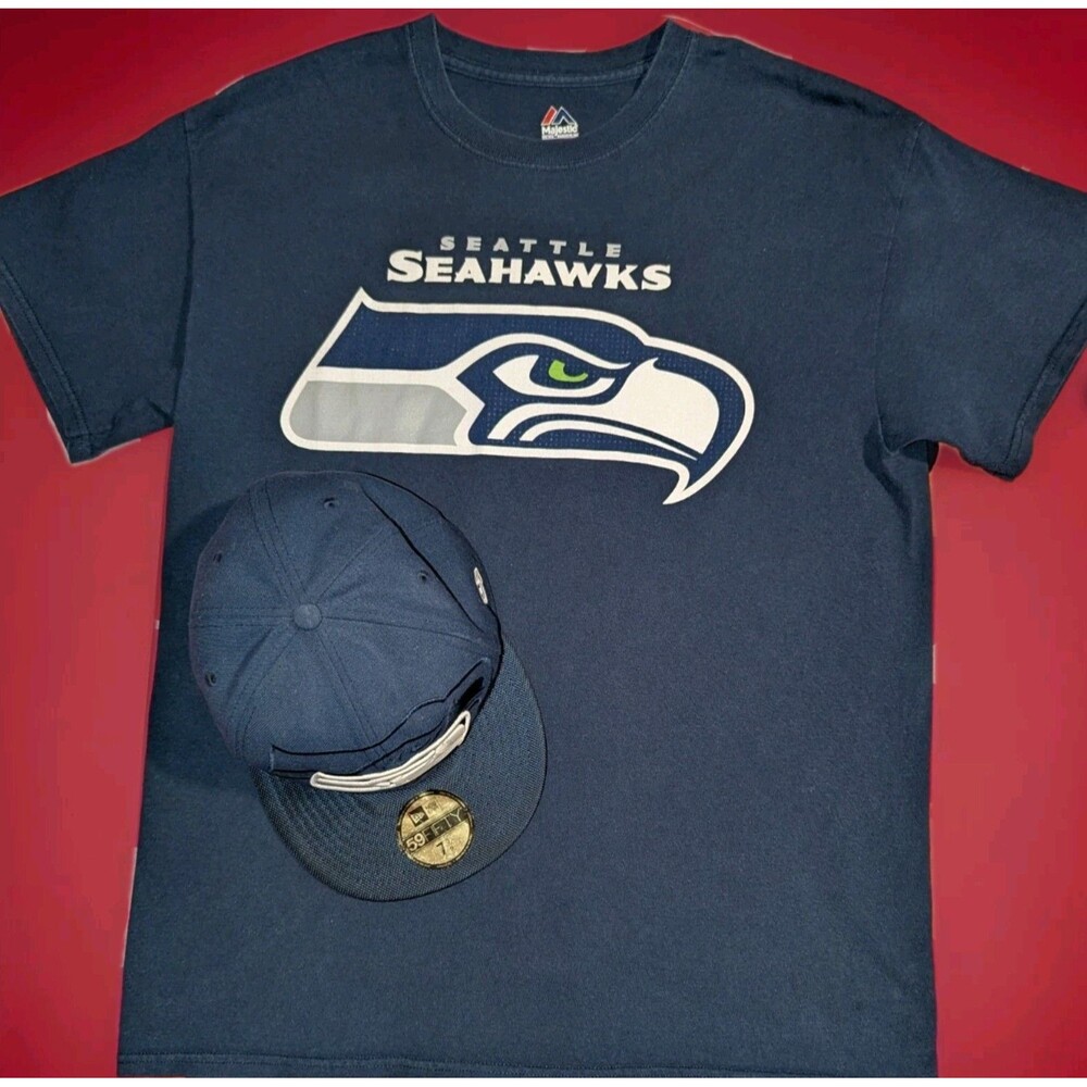 Seattle Seahawks T-SHIRT Sz Medium & 59fifty Cap Bundle